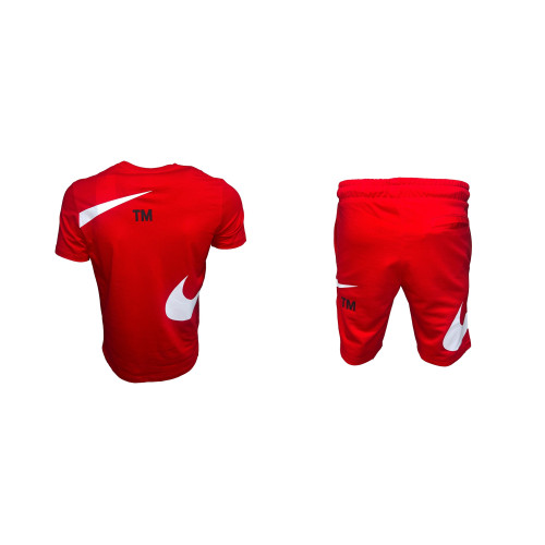 Мъжки спортен къс комплект Nike Swoosh  Shorts + T-shirt Red
